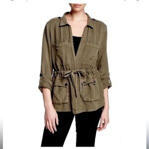Sanctuary tenecel military lightweight field jacket pockets drawstring cinched